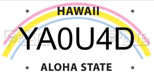 YA0U4D Hawaii License Plate