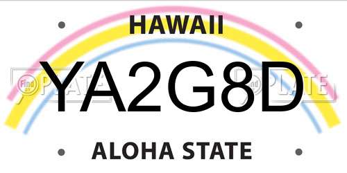 YA2G8D Hawaii License Plate