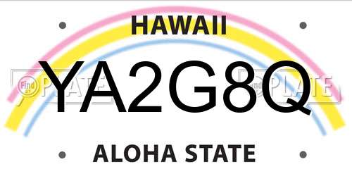 YA2G8Q Hawaii License Plate