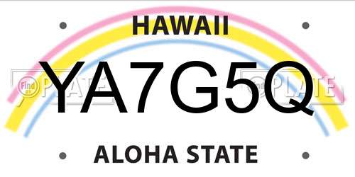 YA7G5Q Hawaii License Plate