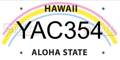 YAC354 Hawaii License Plate