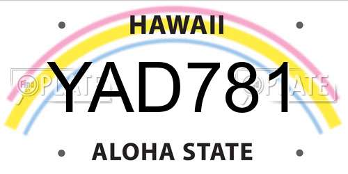 YAD781 Hawaii License Plate