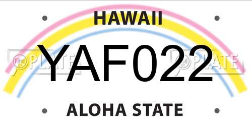 YAF022 Hawaii License Plate