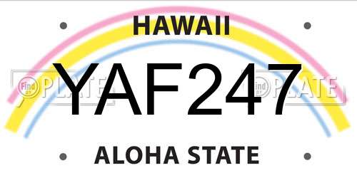 YAF247 Hawaii License Plate