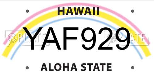 YAF929 Hawaii License Plate
