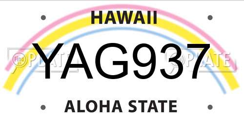 YAG937 Hawaii License Plate
