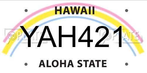 YAH421 Hawaii License Plate