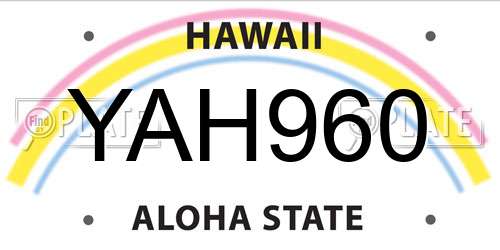 YAH960 Hawaii License Plate
