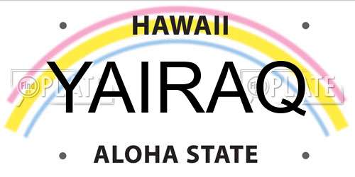 YAIRAQ Hawaii License Plate