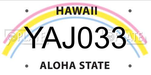 YAJ033 Hawaii License Plate