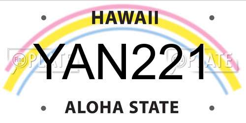 YAN221 Hawaii License Plate