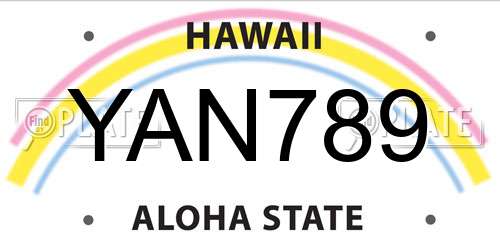 YAN789 Hawaii License Plate