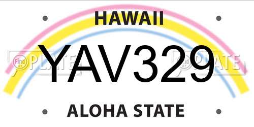 YAV329 Hawaii License Plate