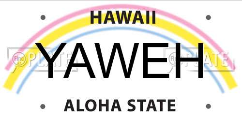 YAWEH Hawaii License Plate
