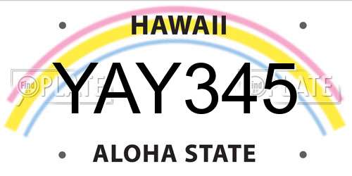 YAY345 Hawaii License Plate