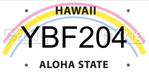 YBF204 Hawaii License Plate