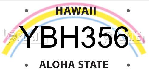 YBH356 Hawaii License Plate