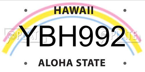 YBH992 Hawaii License Plate
