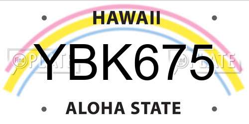 YBK675 Hawaii License Plate