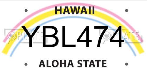 YBL474 Hawaii License Plate