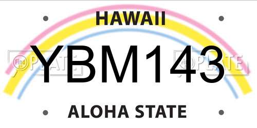 YBM143 Hawaii License Plate