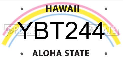 YBT244 Hawaii License Plate