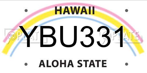 YBU331 Hawaii License Plate
