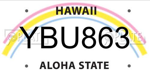 YBU863 Hawaii License Plate