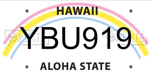 YBU919 Hawaii License Plate