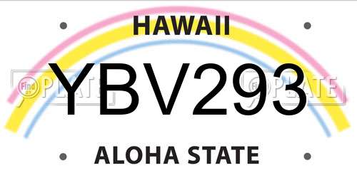 YBV293 Hawaii License Plate