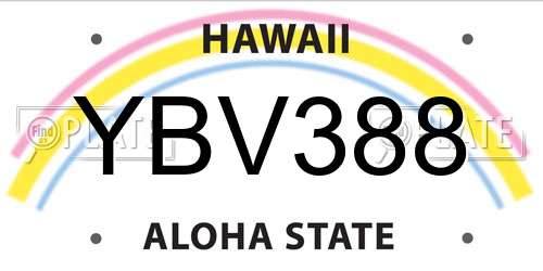 YBV388 Hawaii License Plate