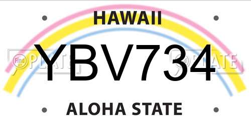 YBV734 Hawaii License Plate