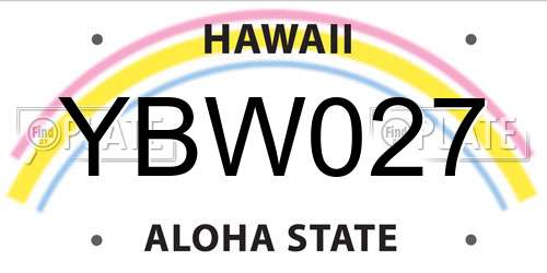 YBW027 Hawaii License Plate