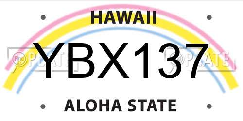 YBX137 Hawaii License Plate