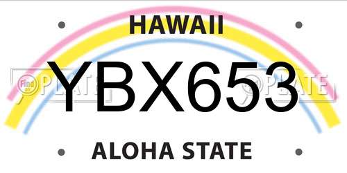 YBX653 Hawaii License Plate