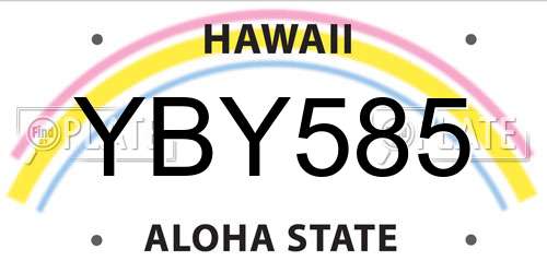 YBY585 Hawaii License Plate