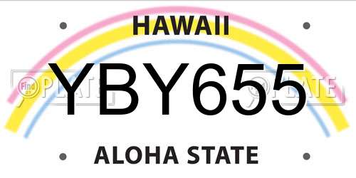 YBY655 Hawaii License Plate