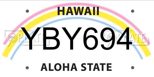 YBY694 Hawaii License Plate