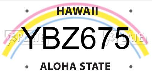 YBZ675 Hawaii License Plate