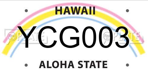 YCG003 Hawaii License Plate