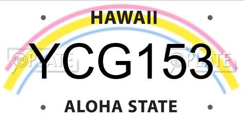 YCG153 Hawaii License Plate