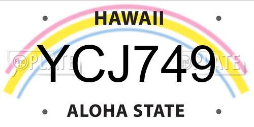 YCJ749 Hawaii License Plate