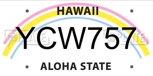 YCW757 Hawaii License Plate