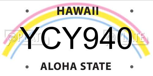 YCY940 Hawaii License Plate