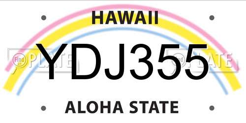 YDJ355 Hawaii License Plate