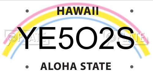 YE5O2S Hawaii License Plate