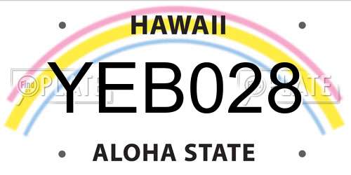 YEB028 Hawaii License Plate