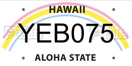 YEB075 Hawaii License Plate