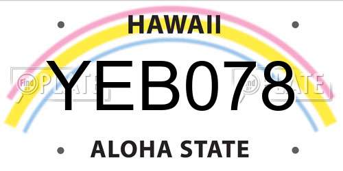 YEB078 Hawaii License Plate
