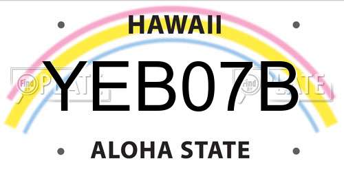 YEB07B Hawaii License Plate